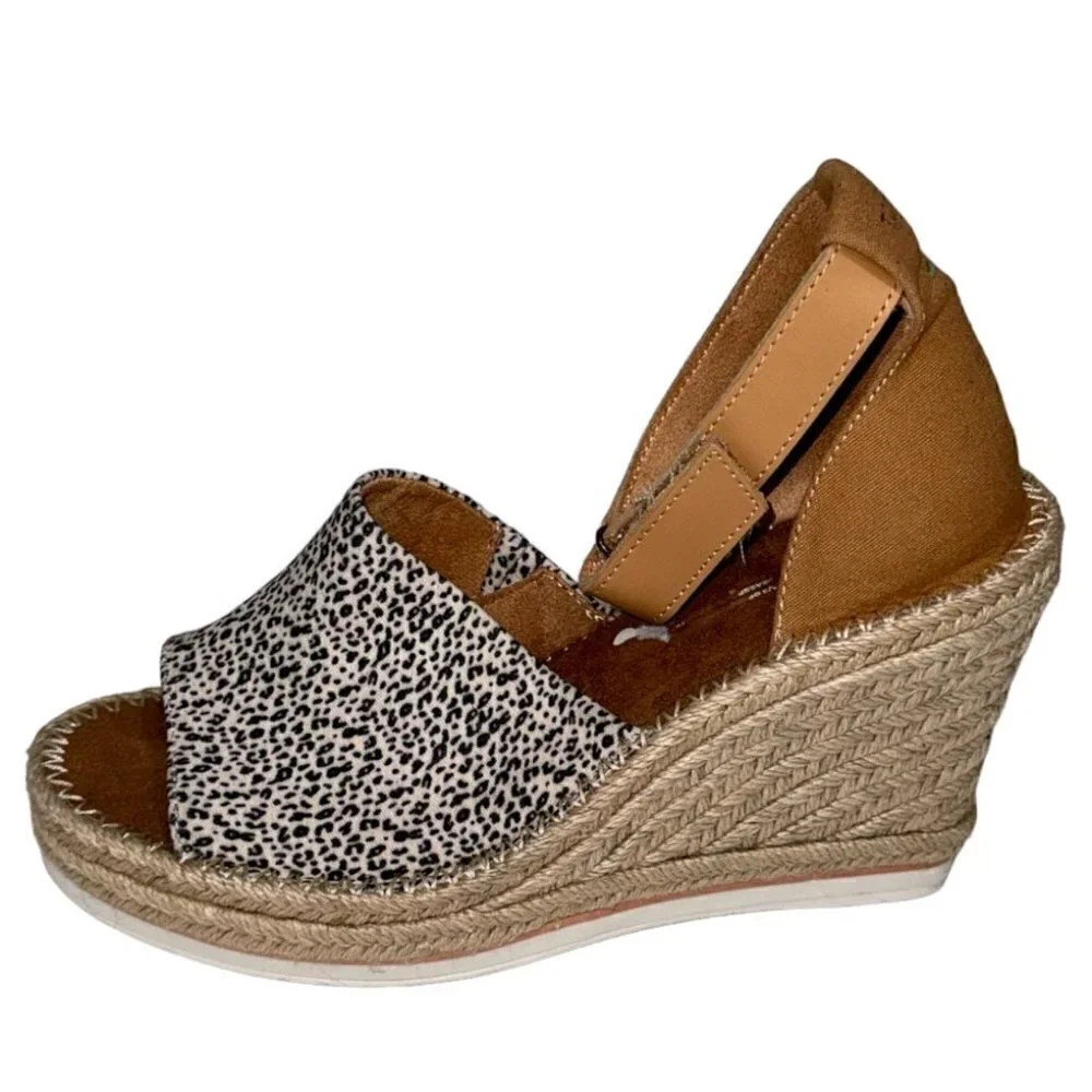 Toms Marisol Womens Espadrille Wedge Sandal‎ Leopard size 9.5 Lk Nw!